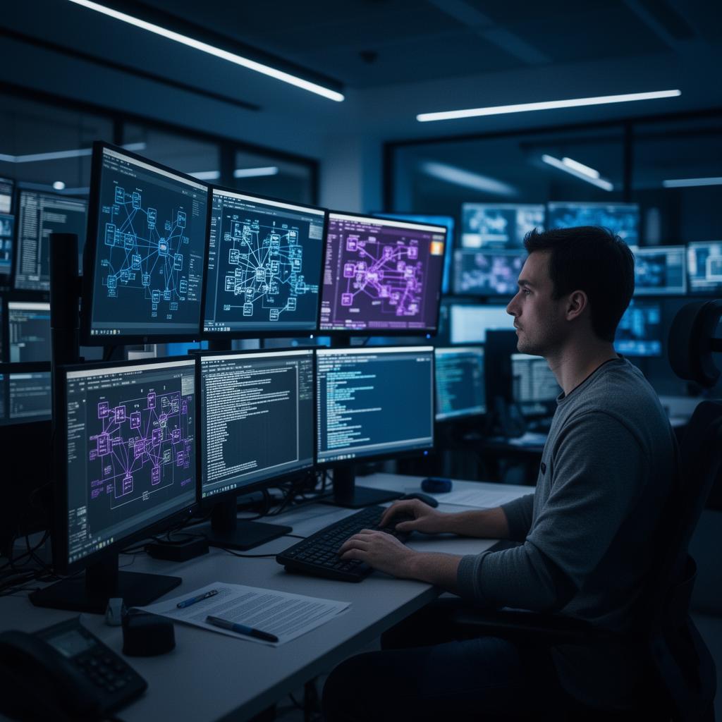 Engineer working at workstation